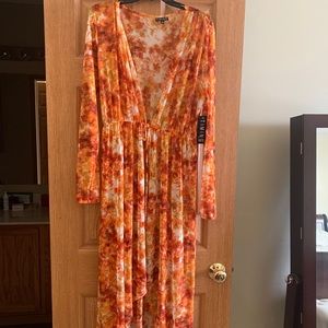 Orange Floral Maxi Cardigan